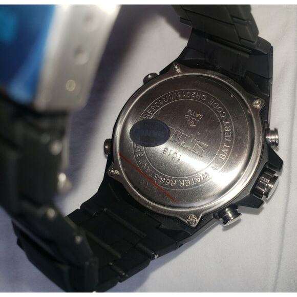 SKMEI Men's Dual Time Alarm Chrono Black Strap Watch 1016New With Tag - Picture 9 of 12